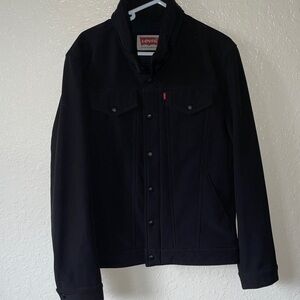 LEVI’S Men's Soft Shell Stand Collar Commuter Trucker Jacket hood outdoor